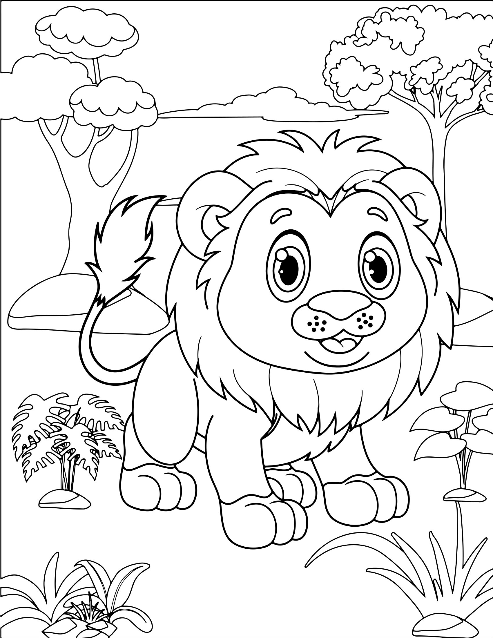 Molde 5 - Cute Animals Coloring Pages For Kids para imprimir