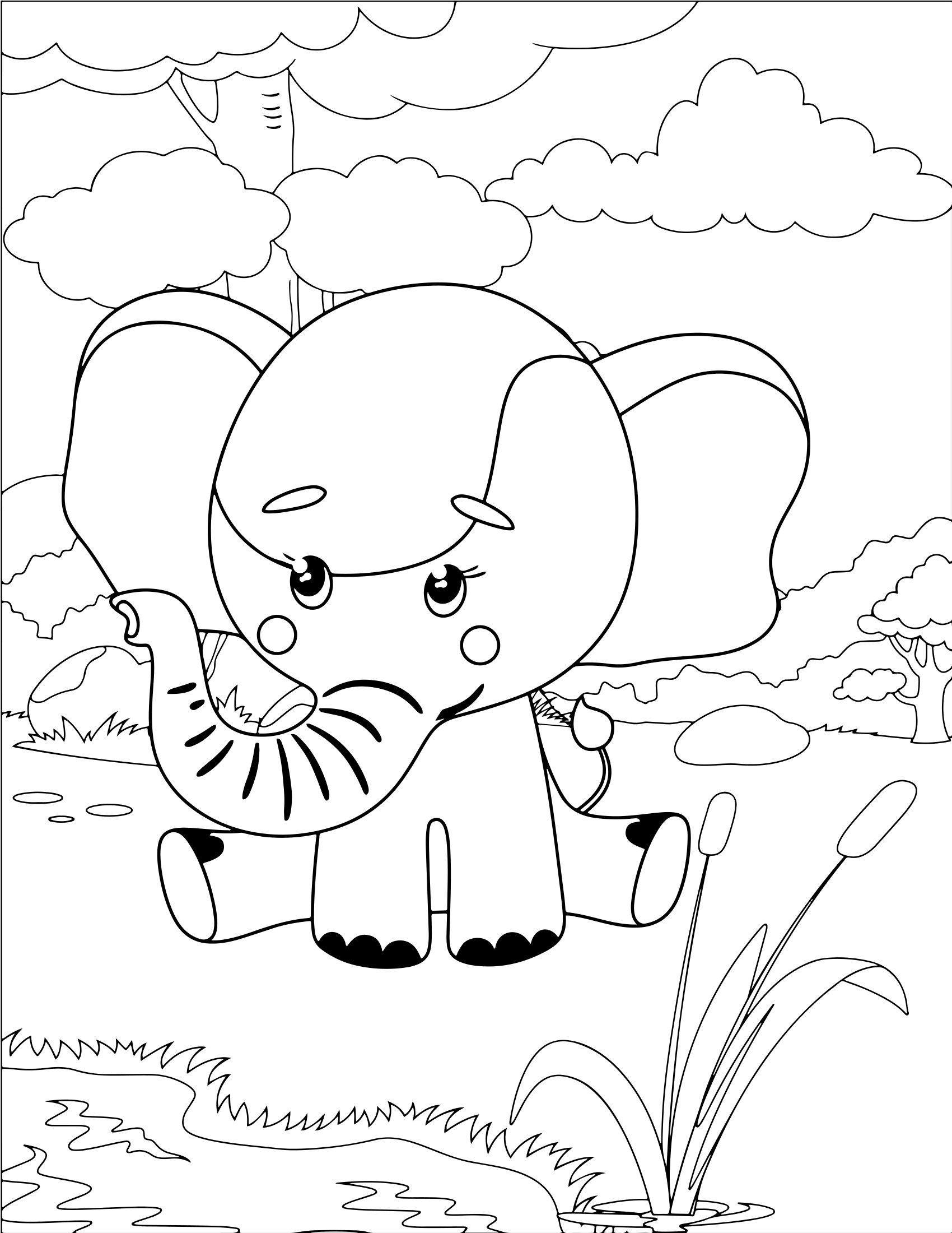 Molde 25 - Cute Animals Coloring Pages For Kids para imprimir