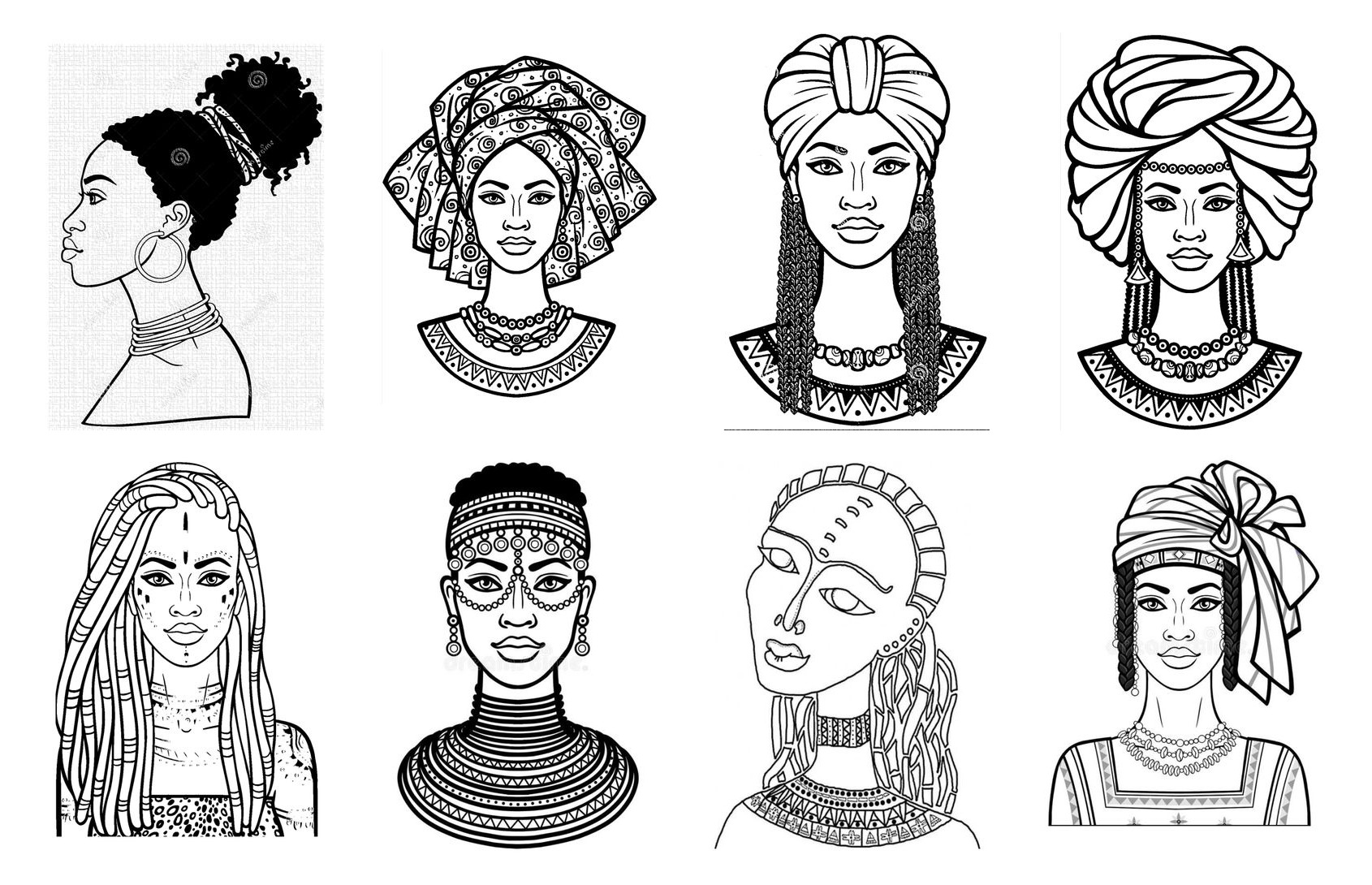 Desenhos de mulheres negras com turbantes para colorir e imprimir - Capa