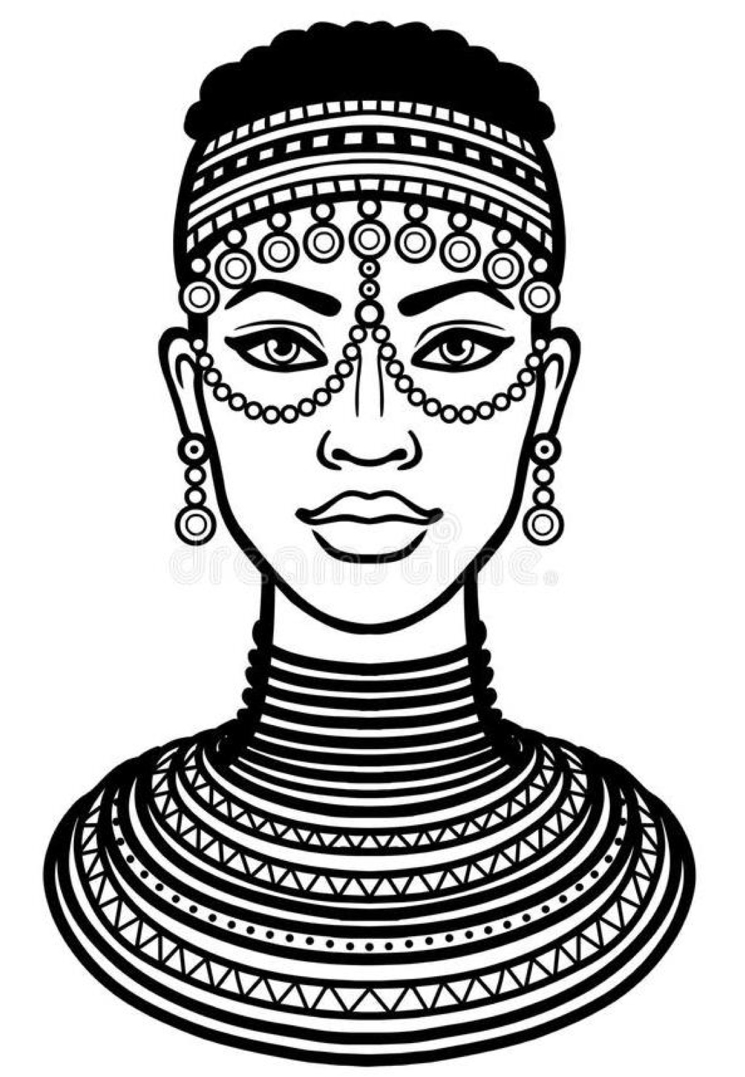 Desenho Afro 5 - Desenhos de mulheres negras com turbantes para colorir e imprimir para imprimir