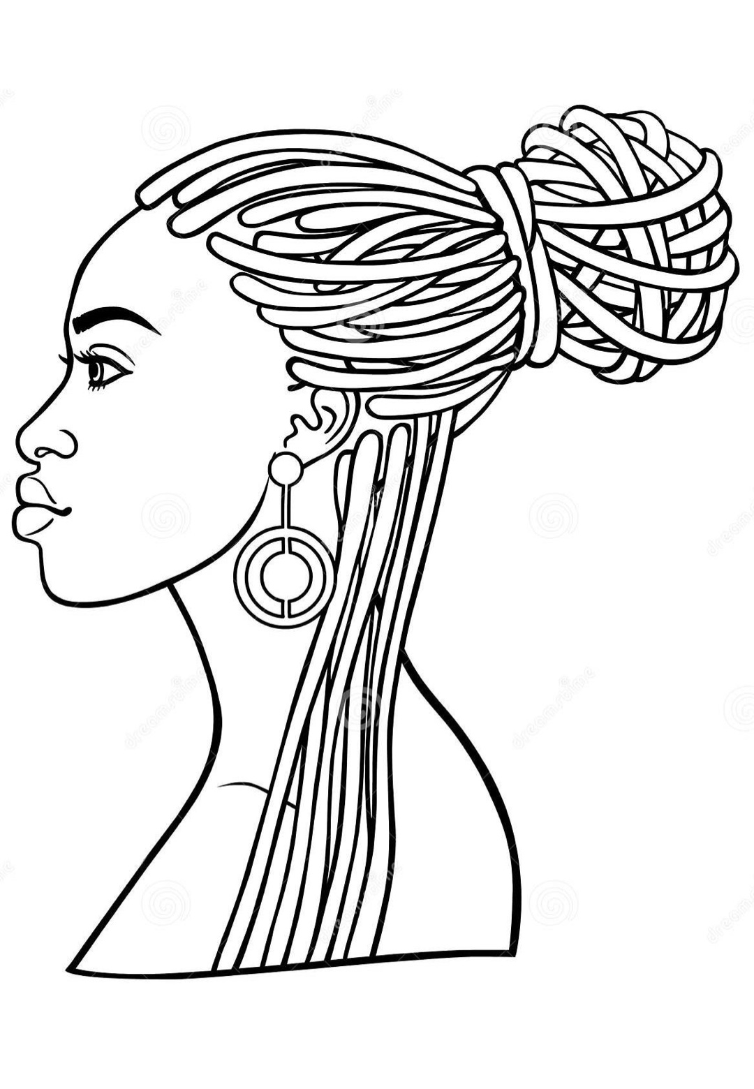 Desenho Afro 9 - Desenhos de mulheres negras com turbantes para colorir e imprimir para imprimir