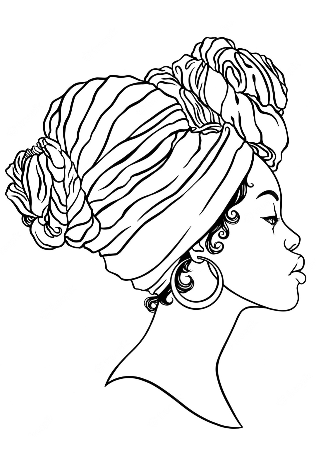 Desenho Afro 10 - Desenhos de mulheres negras com turbantes para colorir e imprimir para imprimir