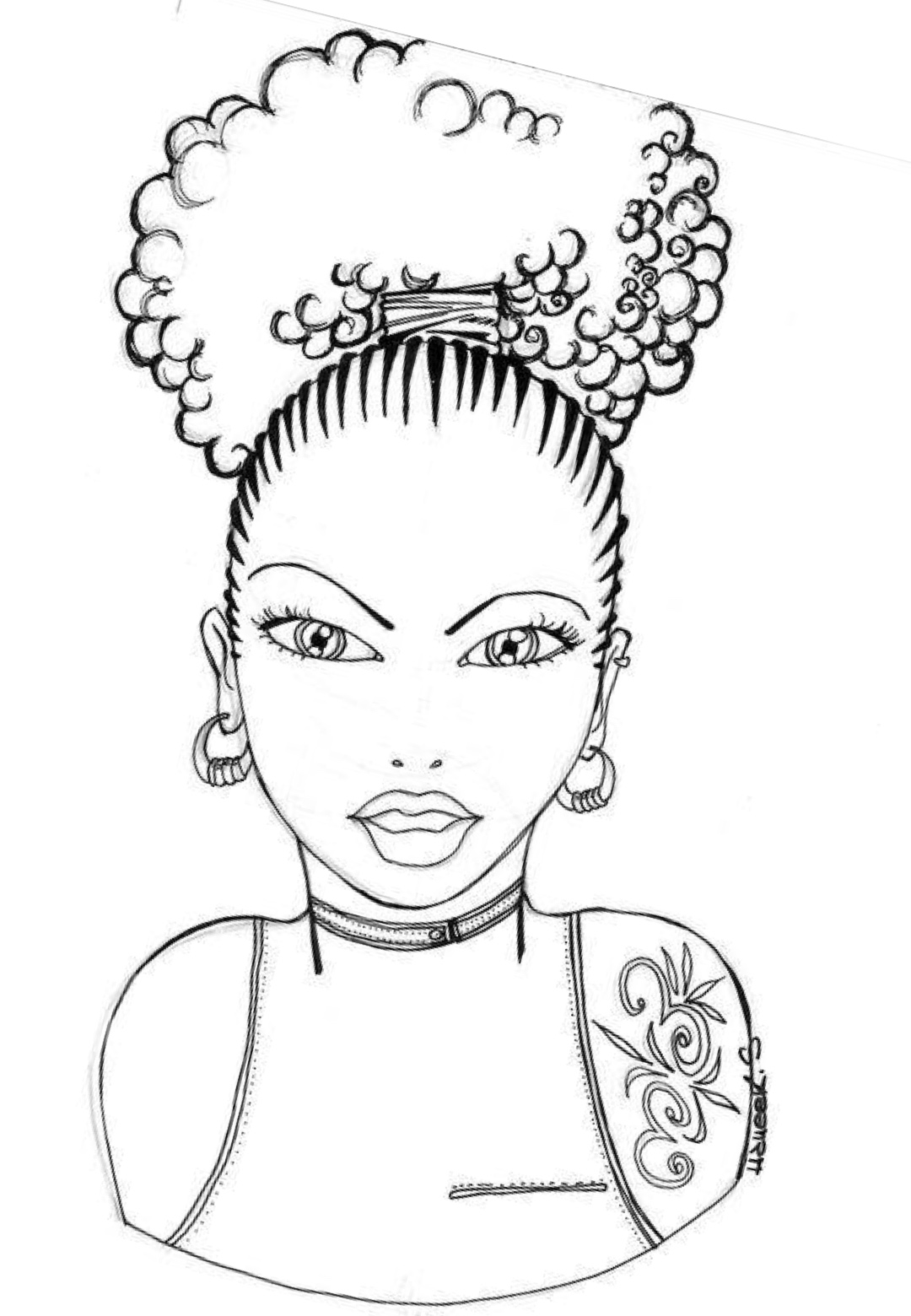 Desenho Afro 13 - Desenhos de mulheres negras com turbantes para colorir e imprimir para imprimir