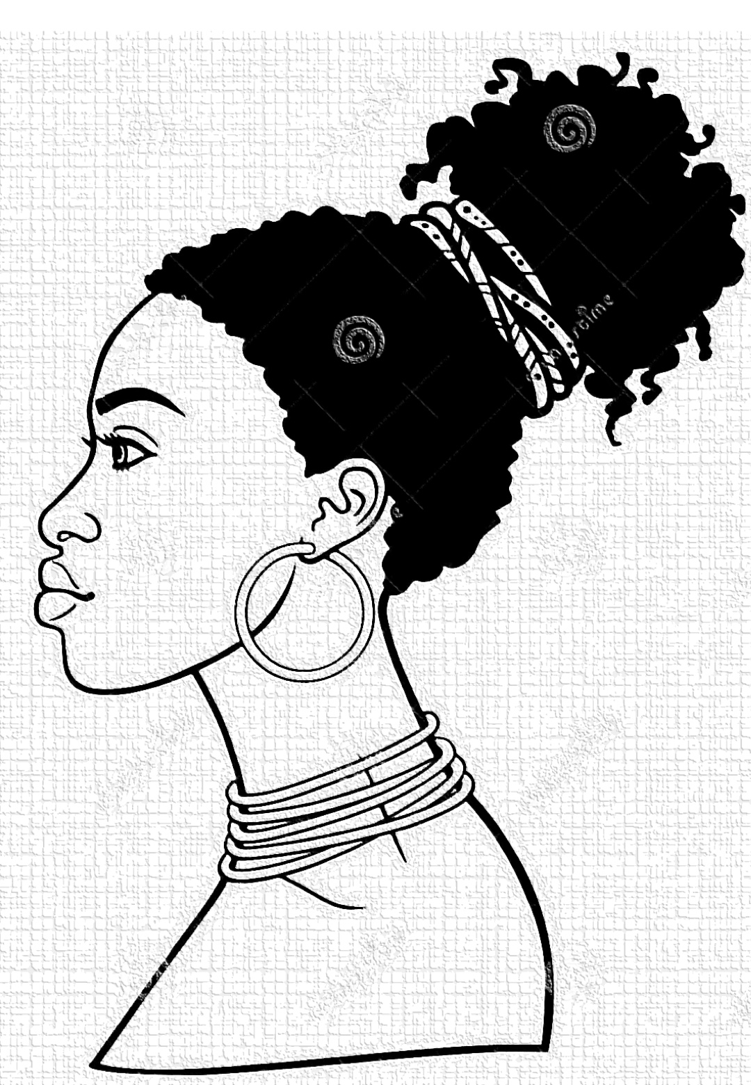Desenho Afro 14 - Desenhos de mulheres negras com turbantes para colorir e imprimir para imprimir