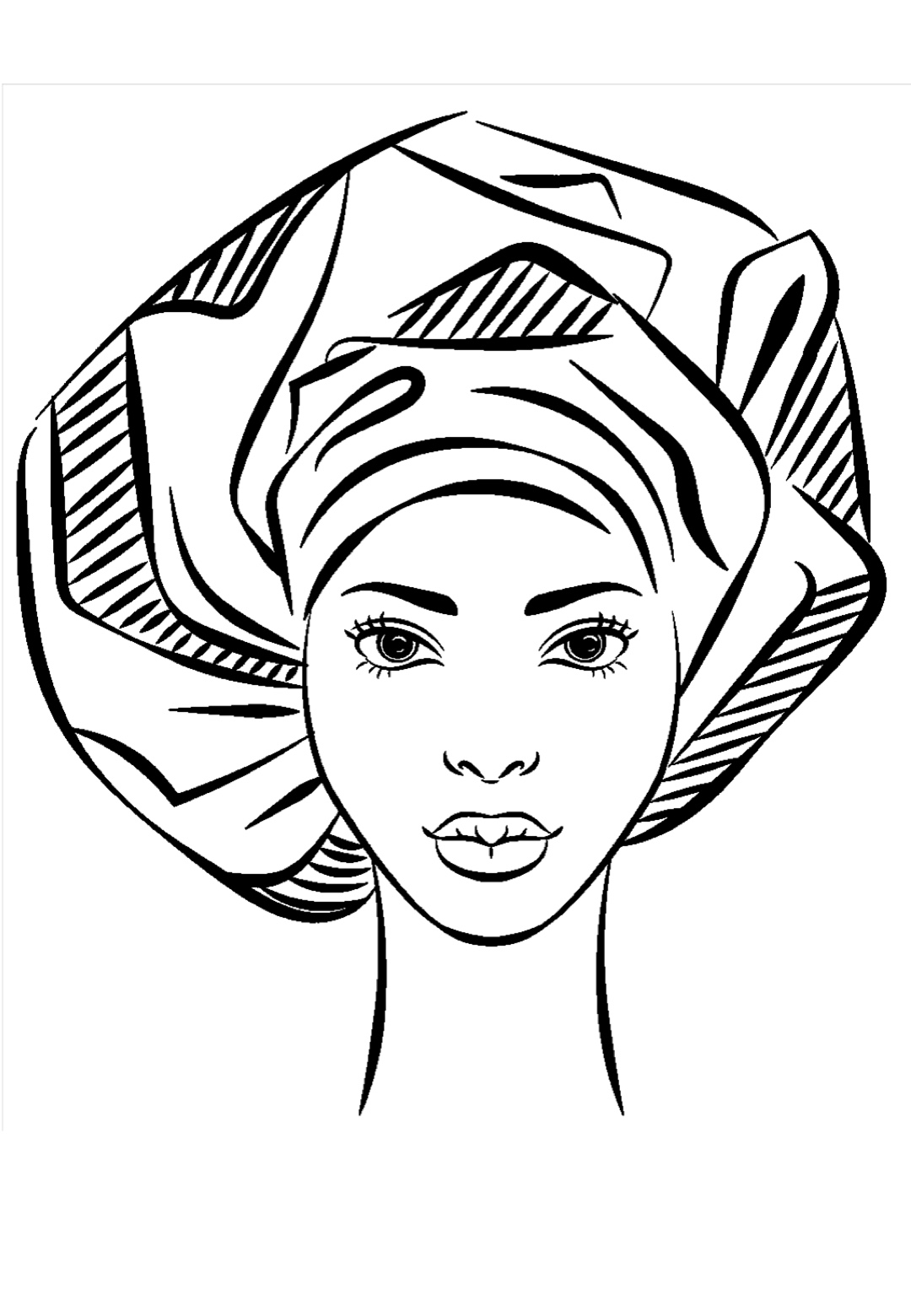 Desenho Afro 15 - Desenhos de mulheres negras com turbantes para colorir e imprimir para imprimir
