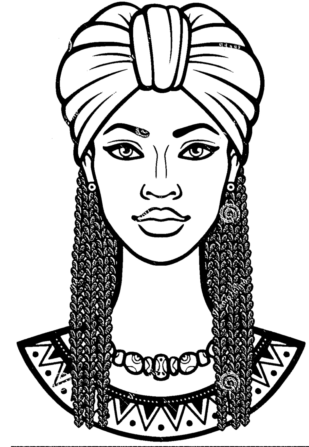Desenho Afro 16 - Desenhos de mulheres negras com turbantes para colorir e imprimir para imprimir