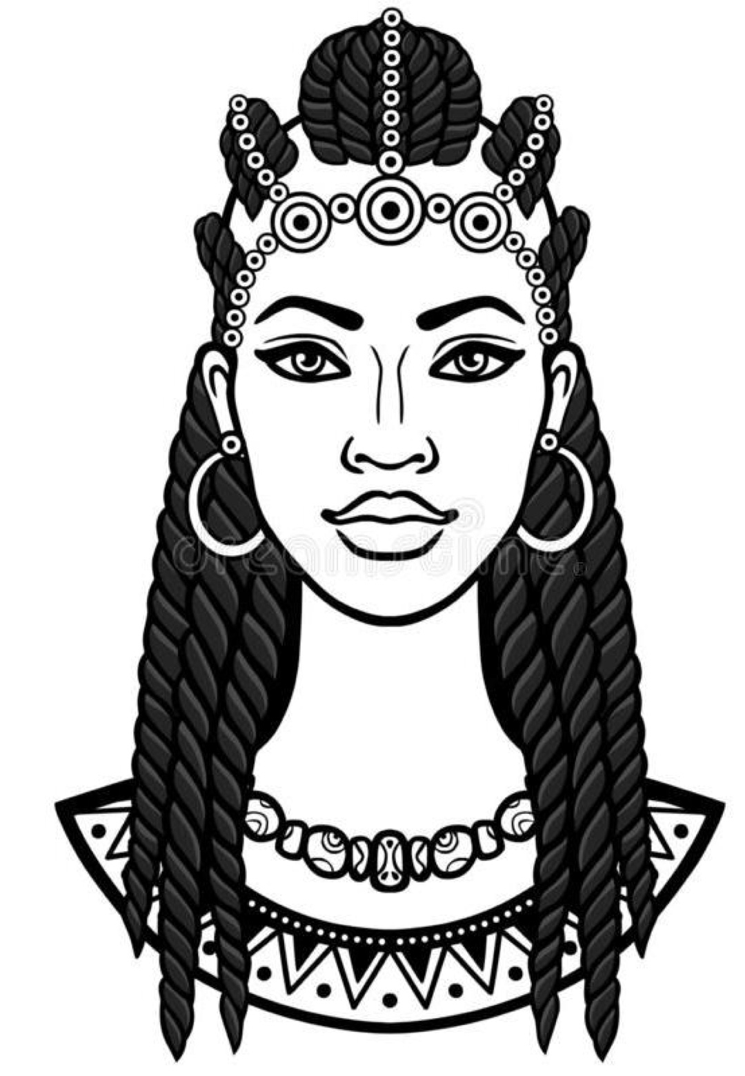 Desenho Afro 17 - Desenhos de mulheres negras com turbantes para colorir e imprimir para imprimir