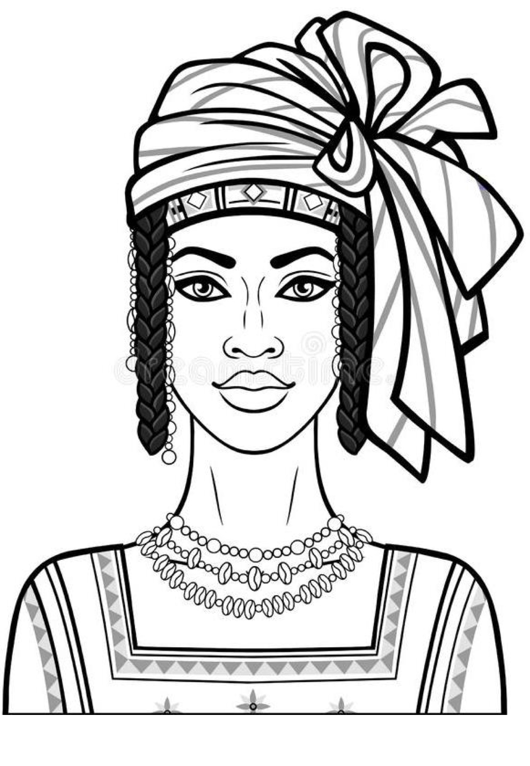 Desenho Afro 18 - Desenhos de mulheres negras com turbantes para colorir e imprimir para imprimir