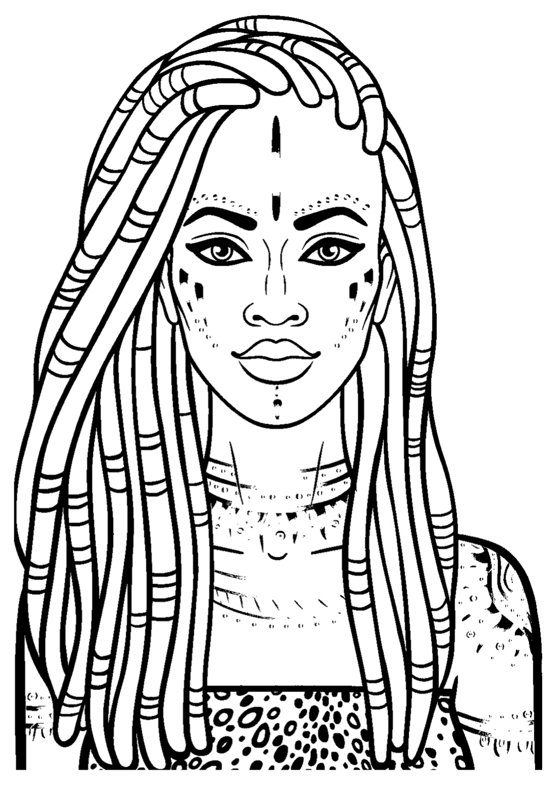 Desenho Afro 19 - Desenhos de mulheres negras com turbantes para colorir e imprimir para imprimir
