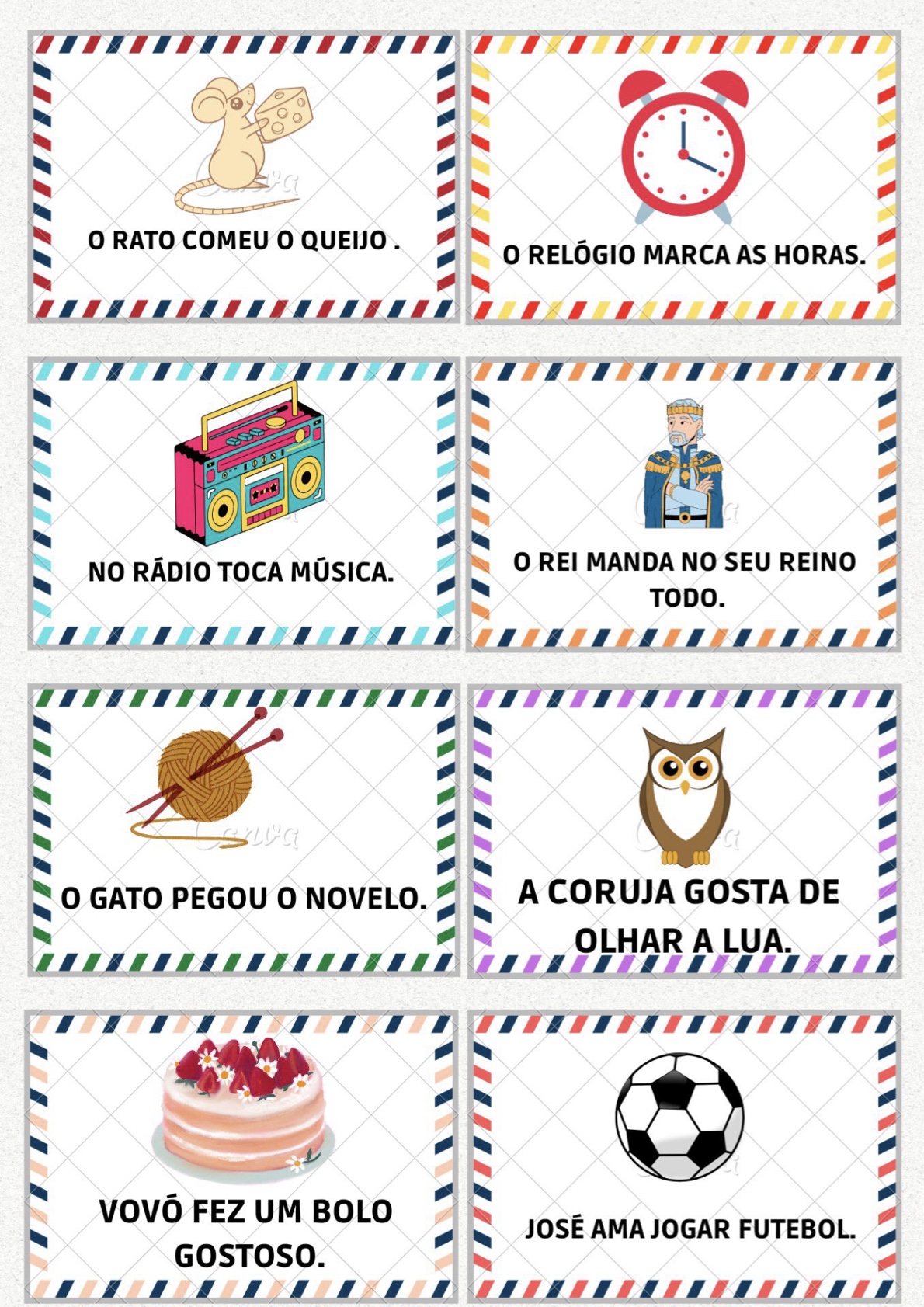 Ficha de Frase 1 - Fichas de leitura de frases simples para alfabetização para imprimir para imprimir
