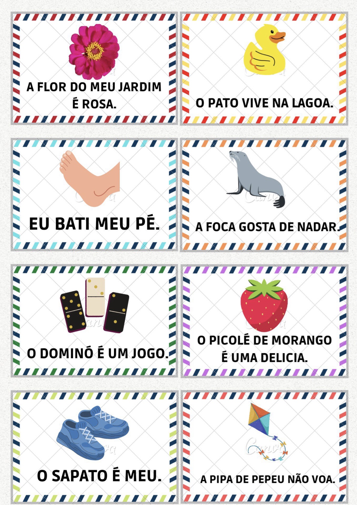 Ficha de Frase 2 - Fichas de leitura de frases simples para alfabetização para imprimir para imprimir
