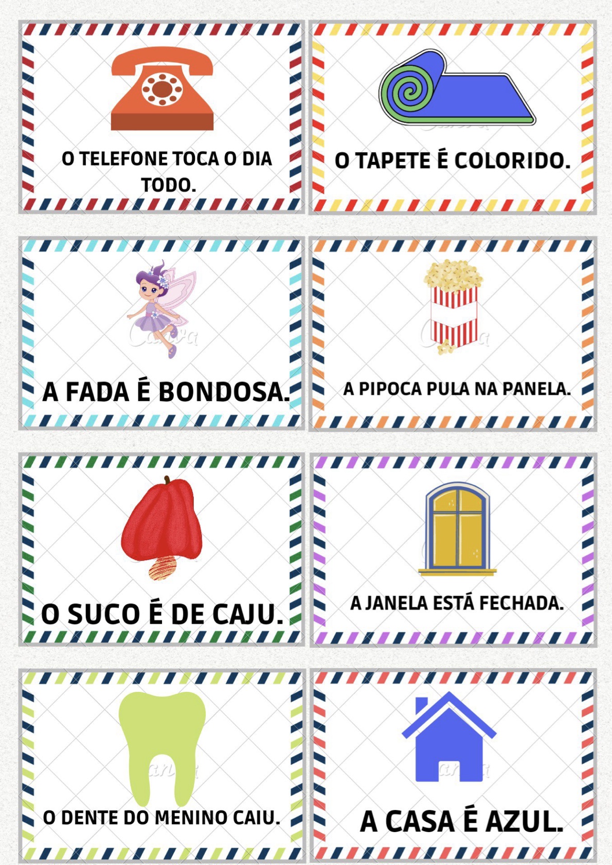 Ficha de Frase 3 - Fichas de leitura de frases simples para alfabetização para imprimir para imprimir