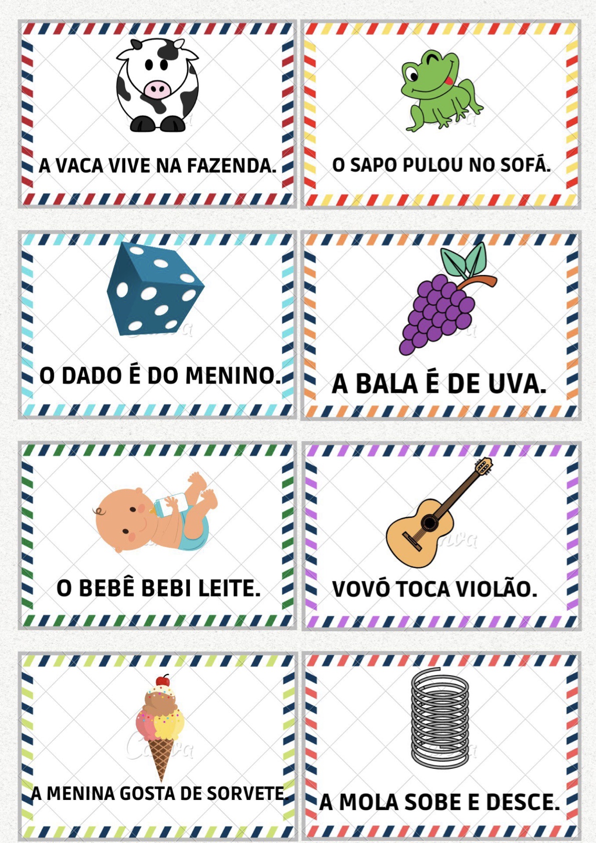 Ficha de Frase 4 - Fichas de leitura de frases simples para alfabetização para imprimir para imprimir