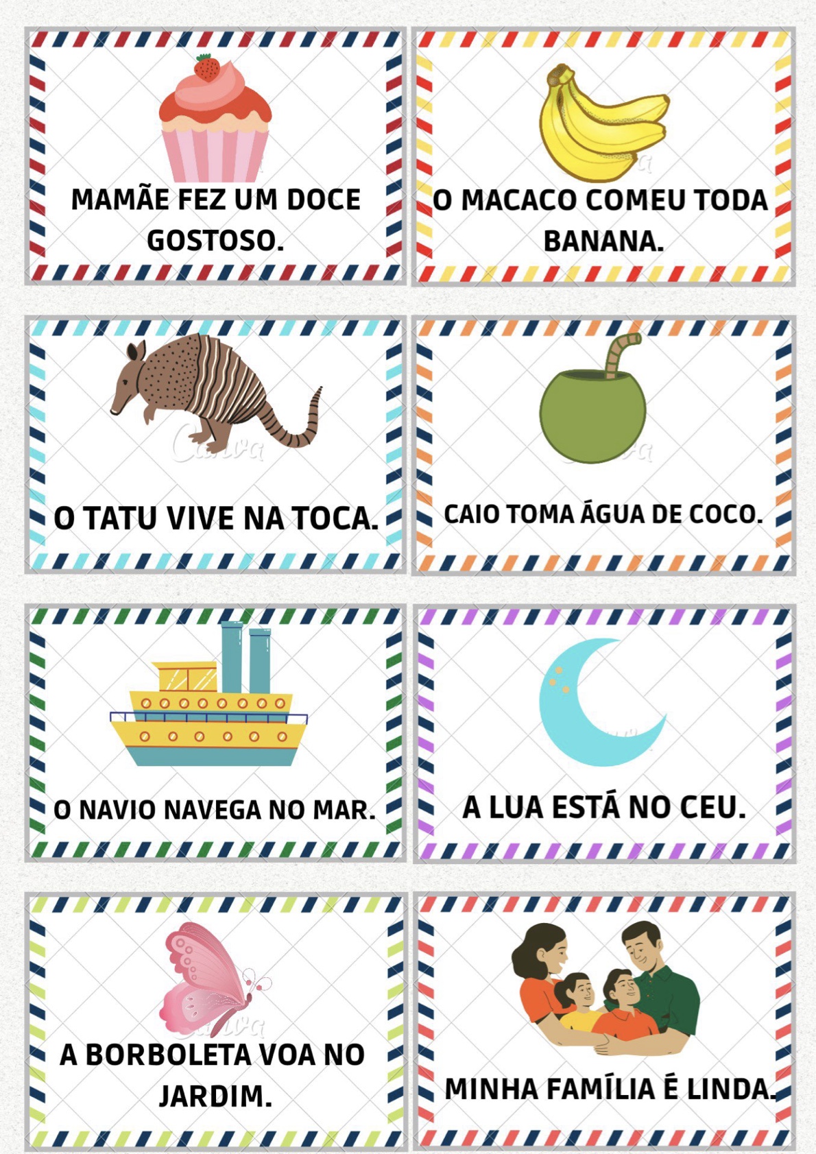 Ficha de Frase 5 - Fichas de leitura de frases simples para alfabetização para imprimir para imprimir