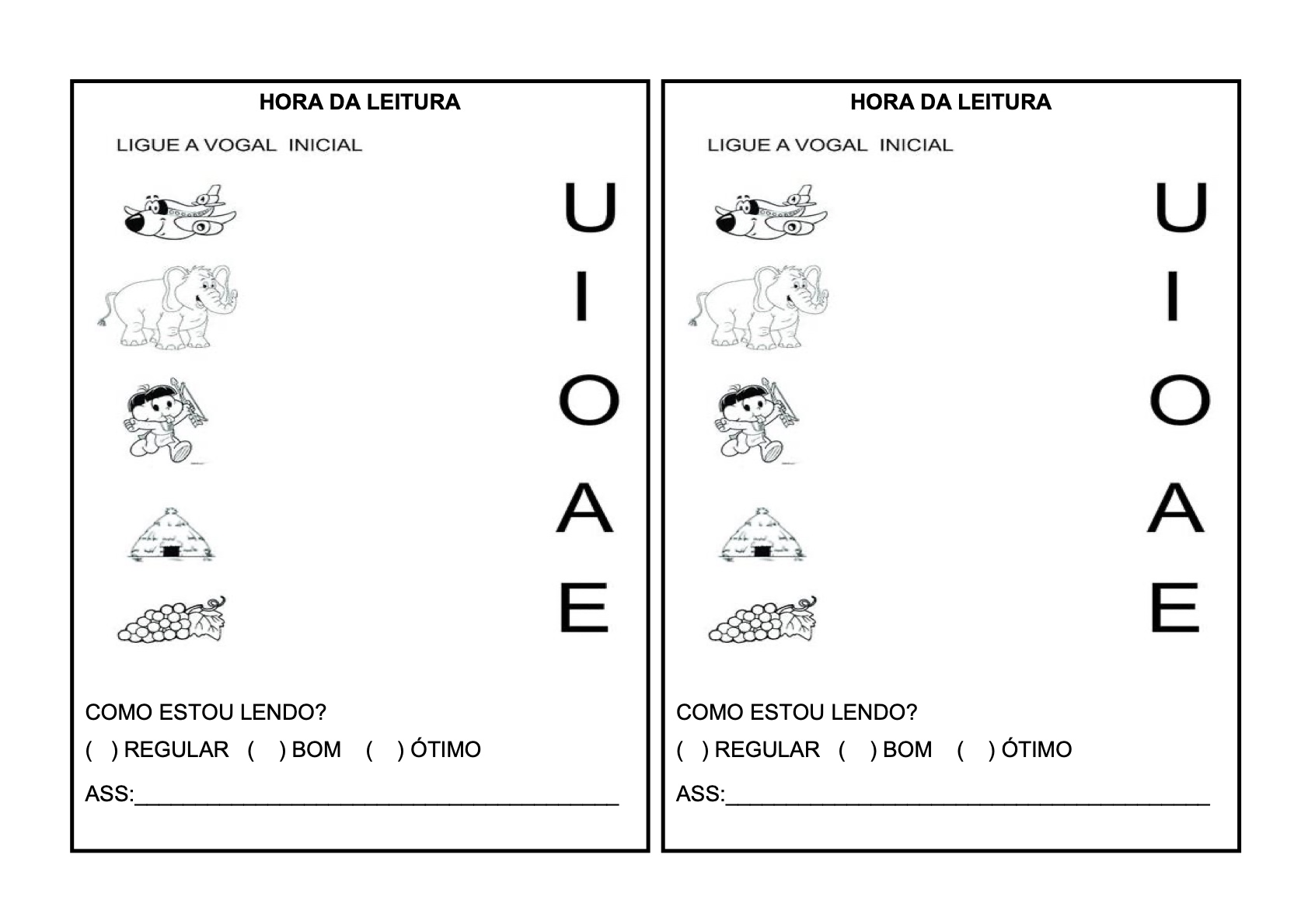 Ficha de Leitura 1 - Fichas de leitura do alfabeto e vogais para imprimir para imprimir