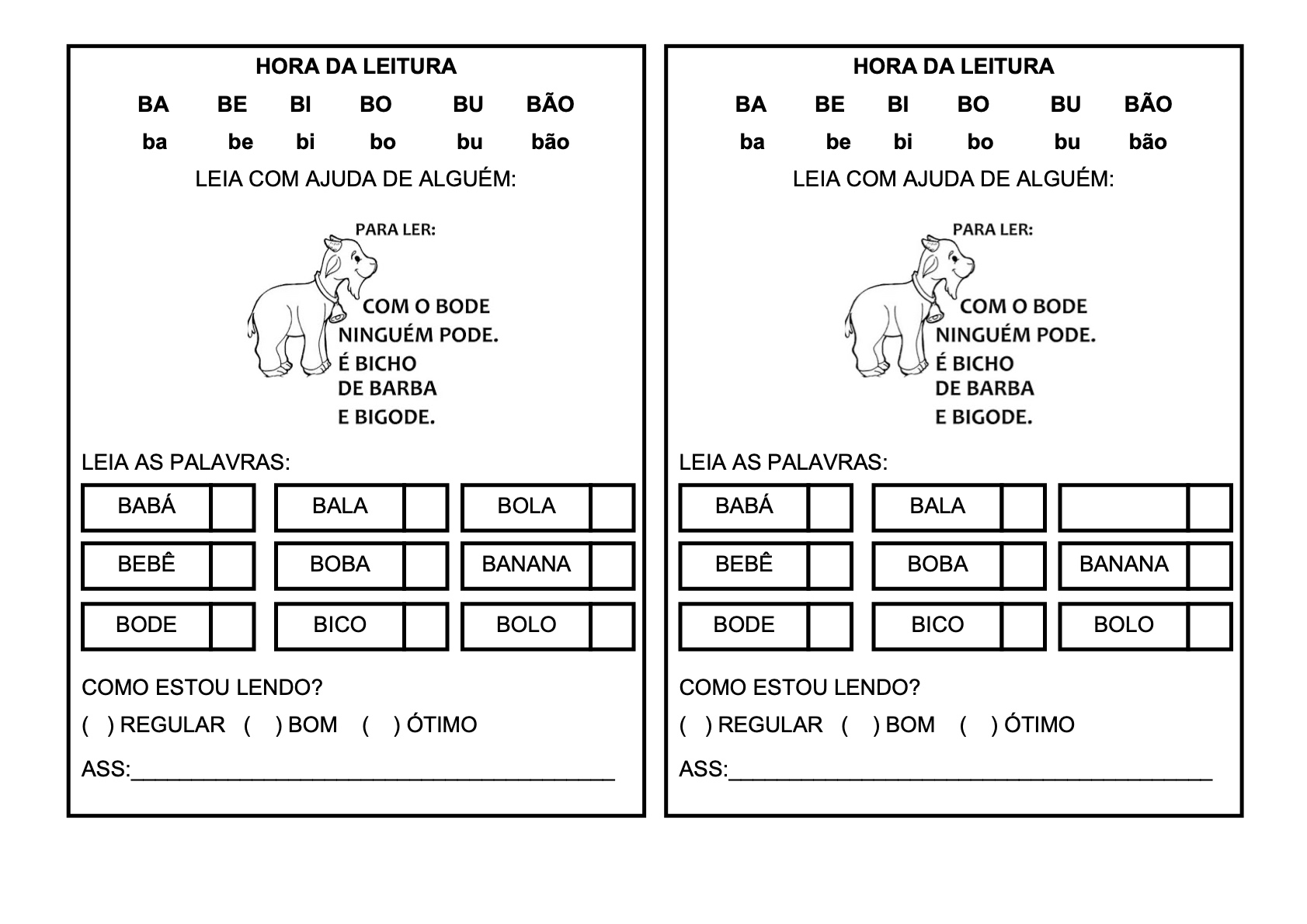 Ficha de Leitura 3 - Fichas de leitura do alfabeto e vogais para imprimir para imprimir
