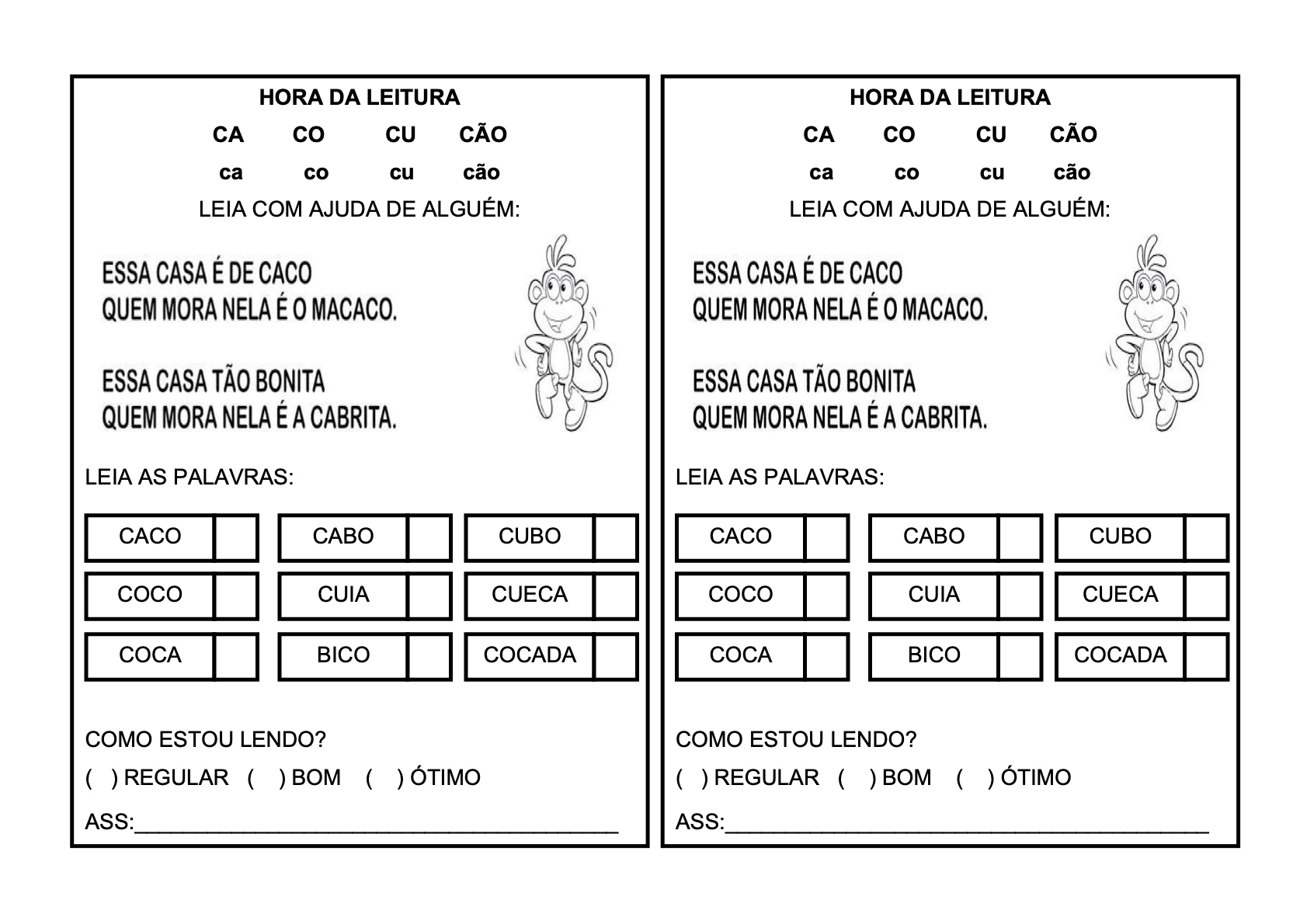 Ficha de Leitura 4 - Fichas de leitura do alfabeto e vogais para imprimir para imprimir