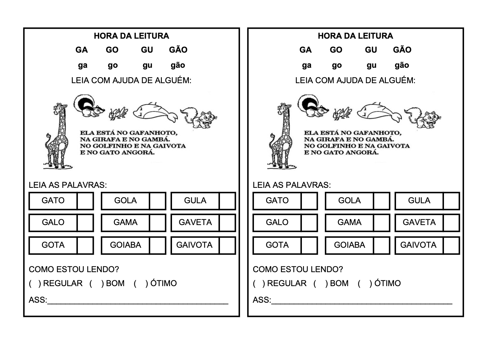 Ficha de Leitura 7 - Fichas de leitura do alfabeto e vogais para imprimir para imprimir