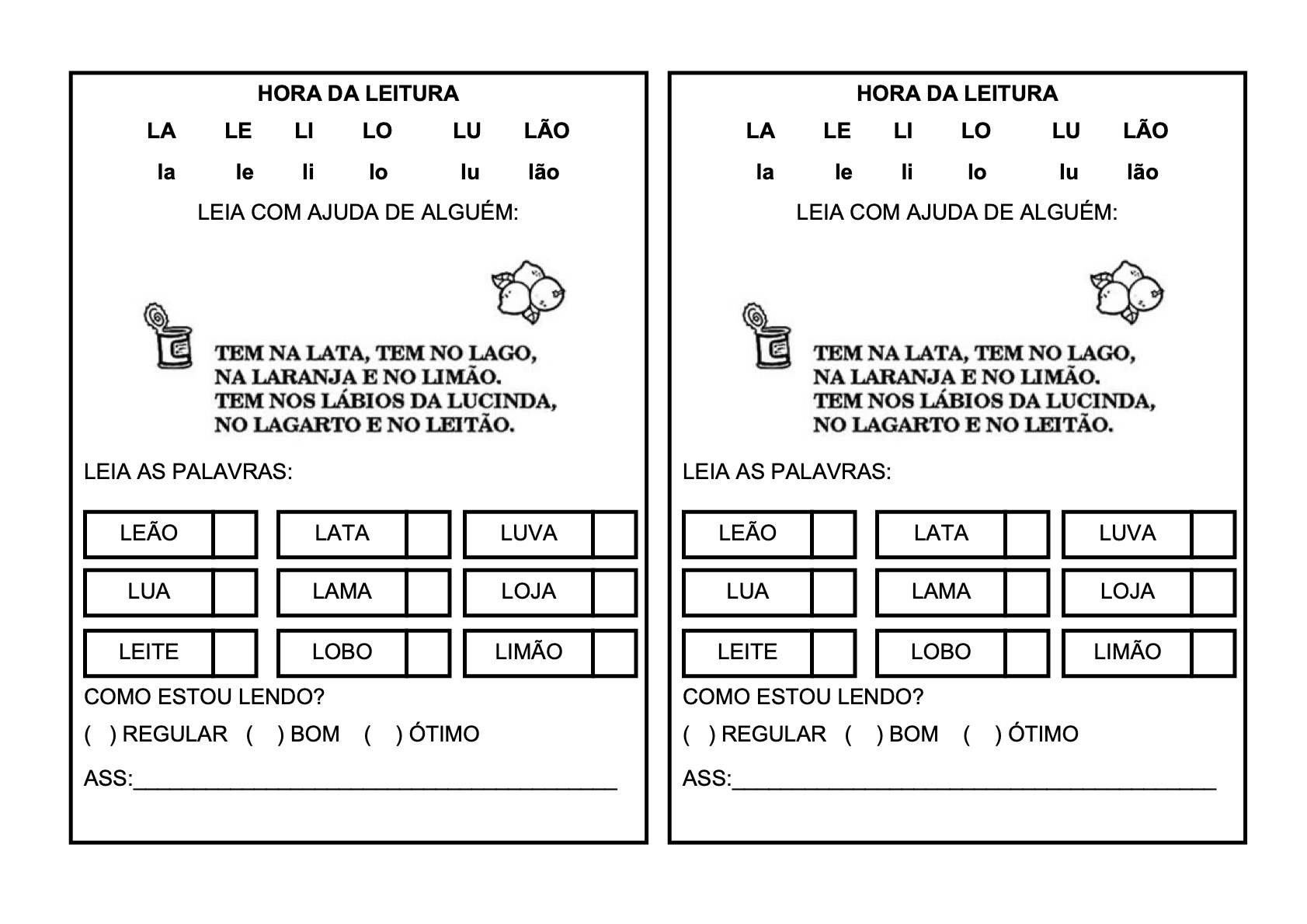 Ficha de Leitura 9 - Fichas de leitura do alfabeto e vogais para imprimir para imprimir