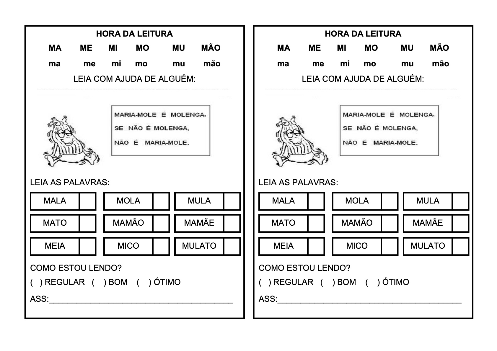 Ficha de Leitura 10 - Fichas de leitura do alfabeto e vogais para imprimir para imprimir