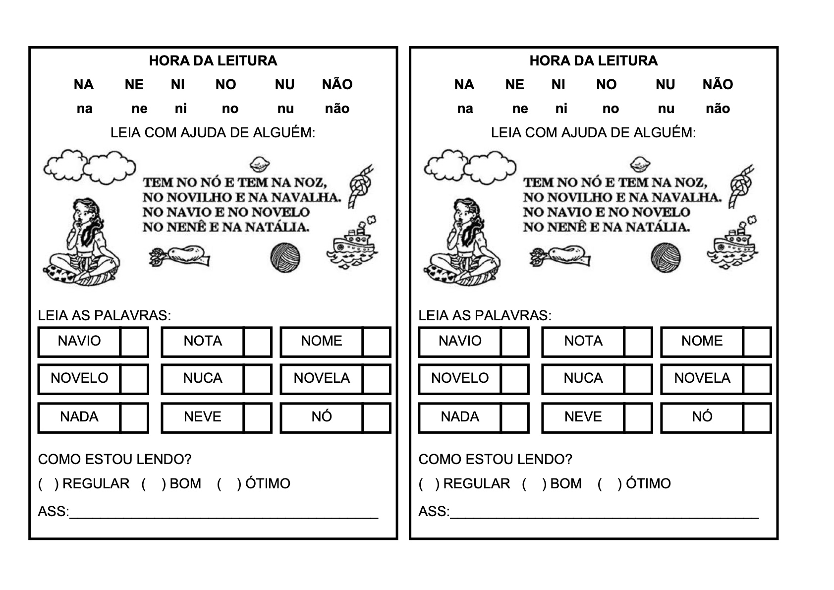 Ficha de Leitura 11 - Fichas de leitura do alfabeto e vogais para imprimir para imprimir