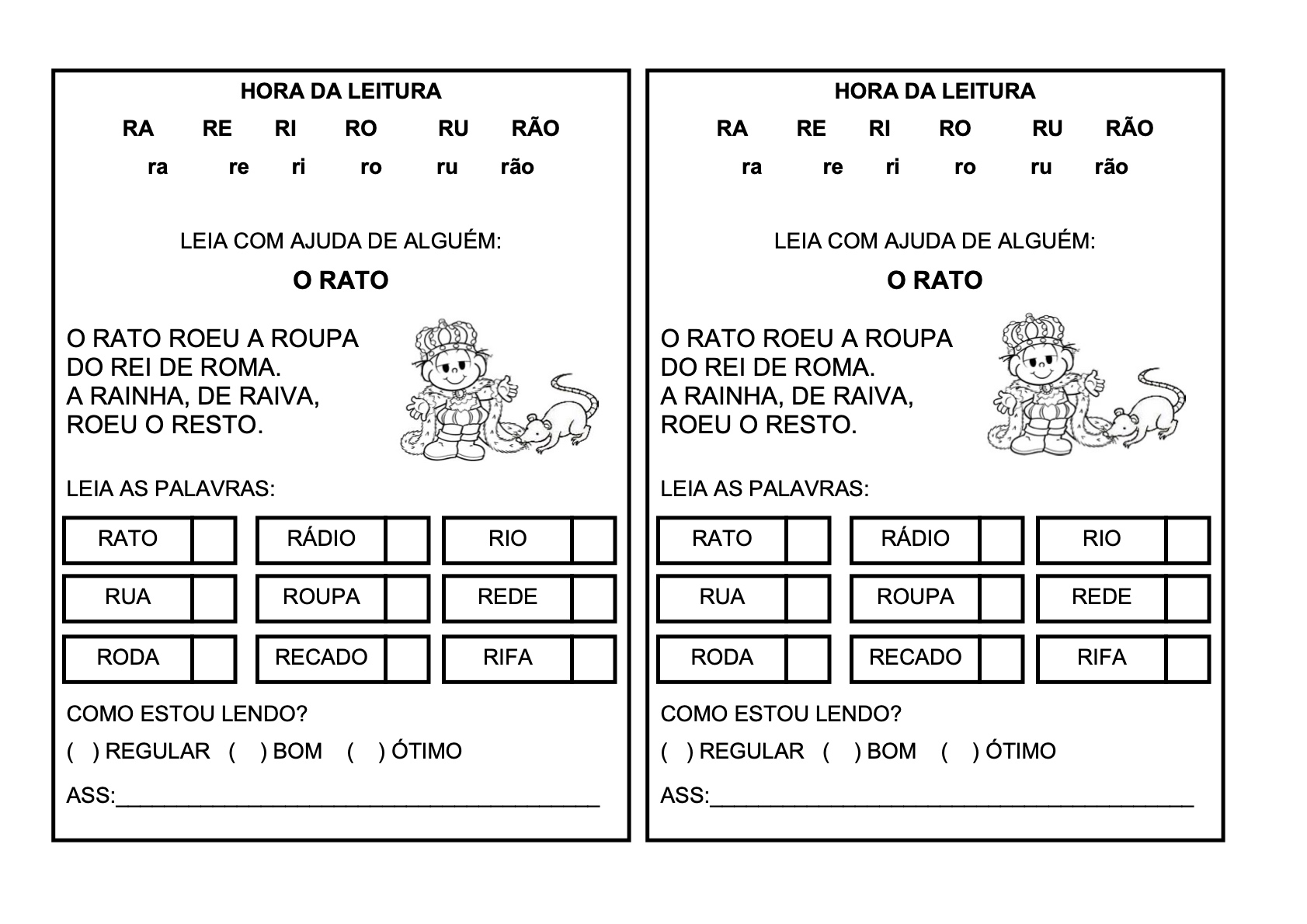 Ficha de Leitura 13 - Fichas de leitura do alfabeto e vogais para imprimir para imprimir