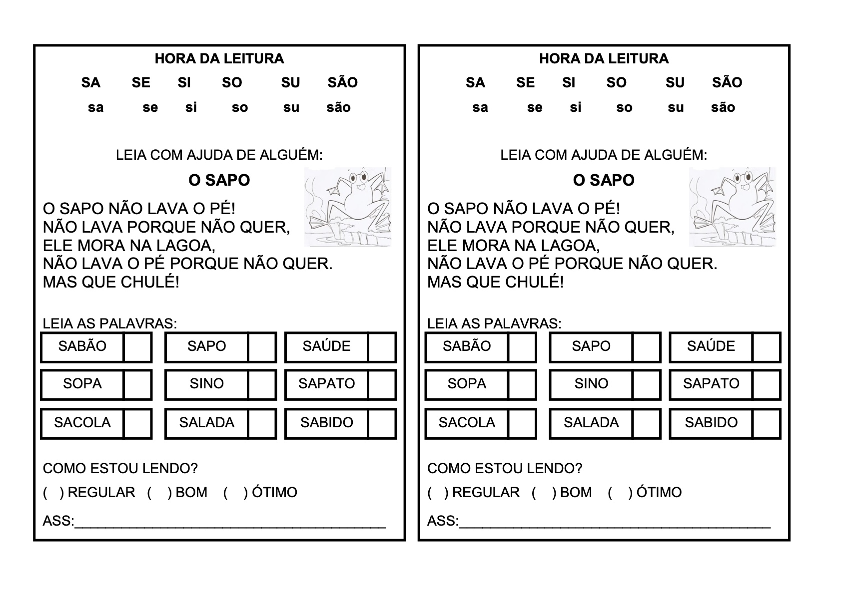 Ficha de Leitura 14 - Fichas de leitura do alfabeto e vogais para imprimir para imprimir