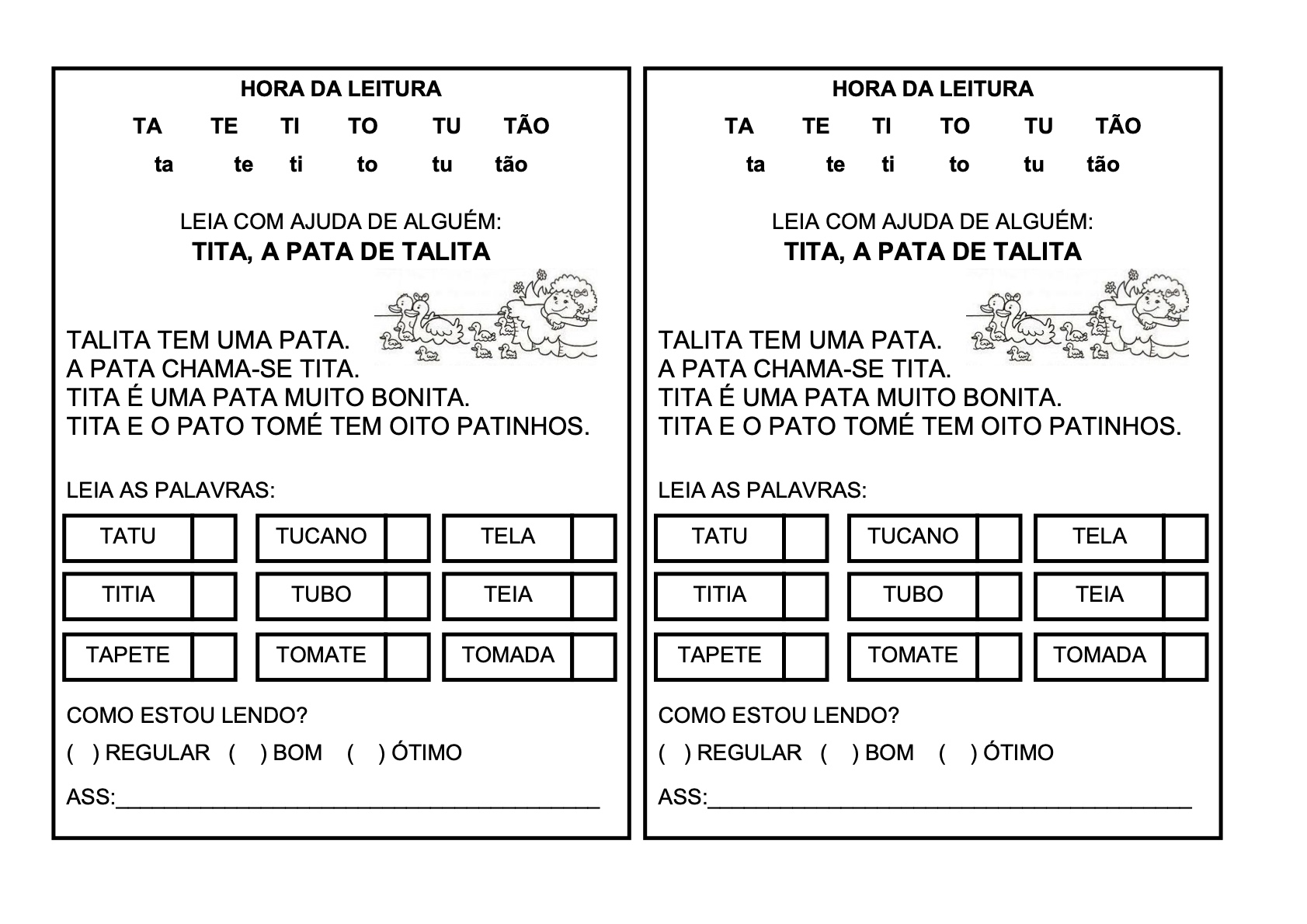 Ficha de Leitura 15 - Fichas de leitura do alfabeto e vogais para imprimir para imprimir