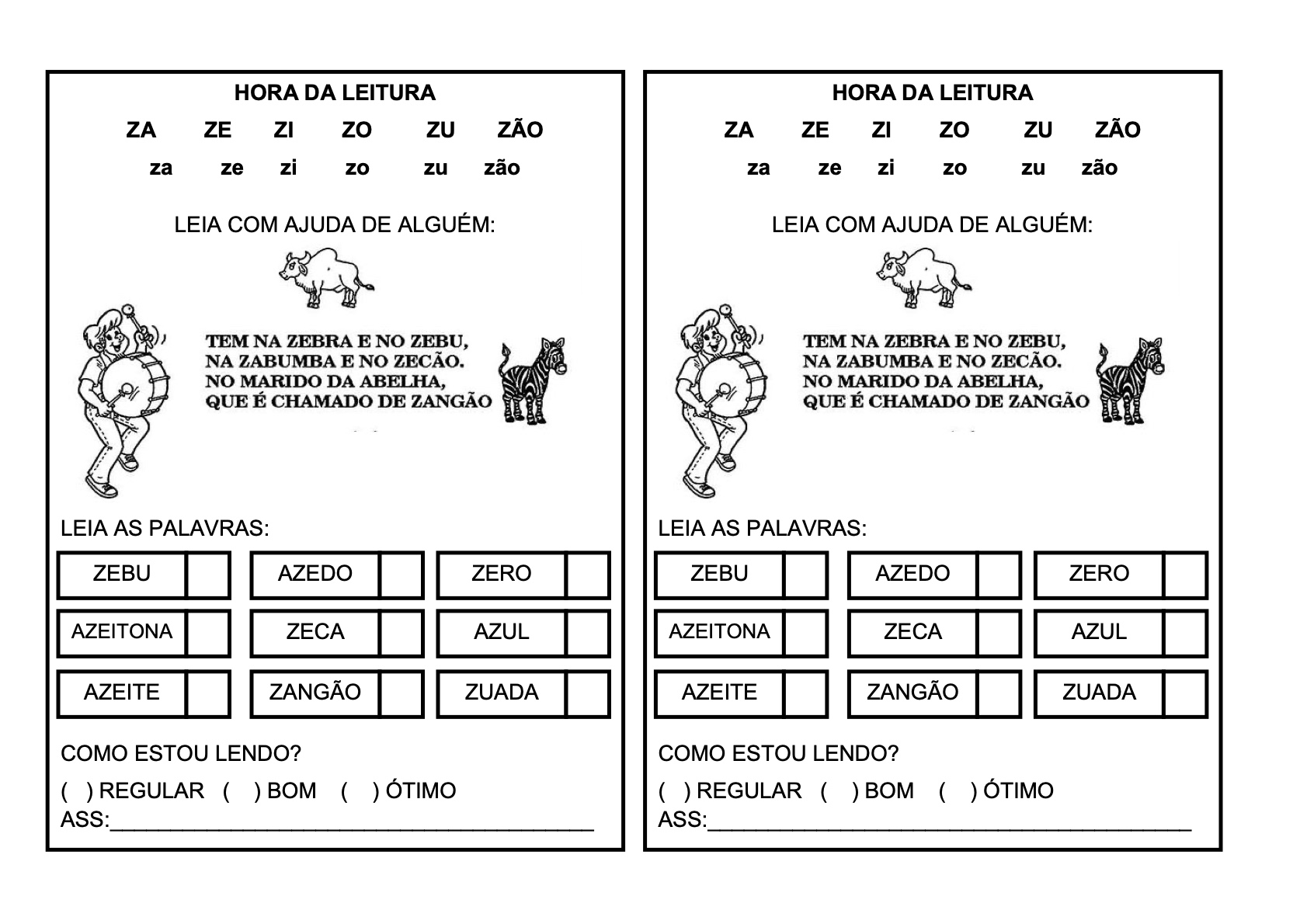 Ficha de Leitura 18 - Fichas de leitura do alfabeto e vogais para imprimir para imprimir