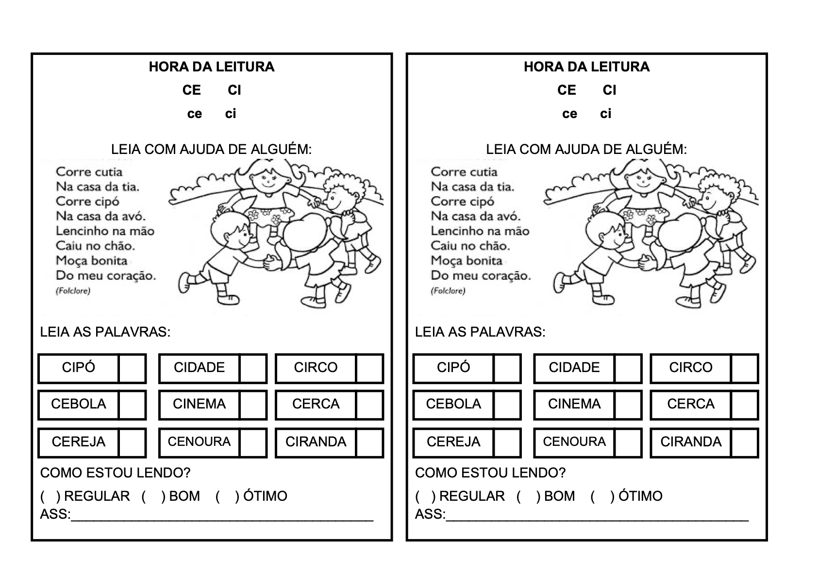 Ficha de Leitura 19 - Fichas de leitura do alfabeto e vogais para imprimir para imprimir