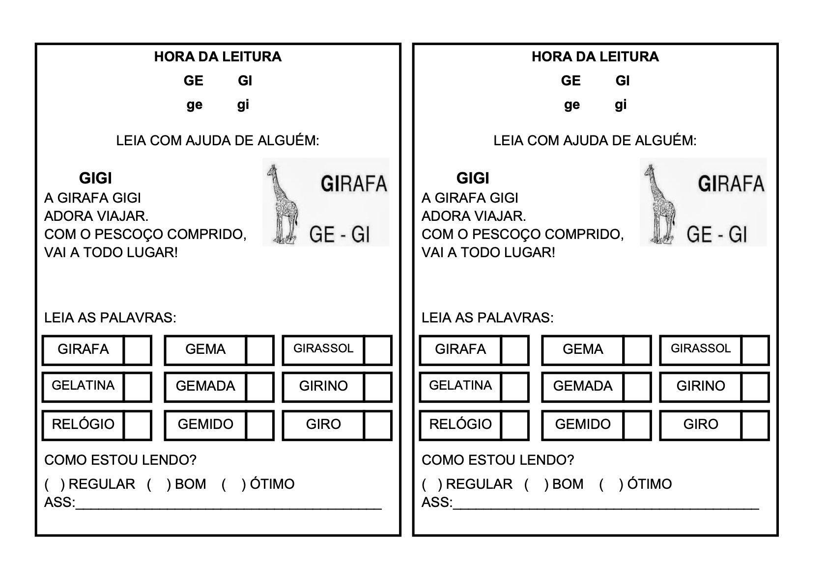 Ficha de Leitura 21 - Fichas de leitura do alfabeto e vogais para imprimir para imprimir