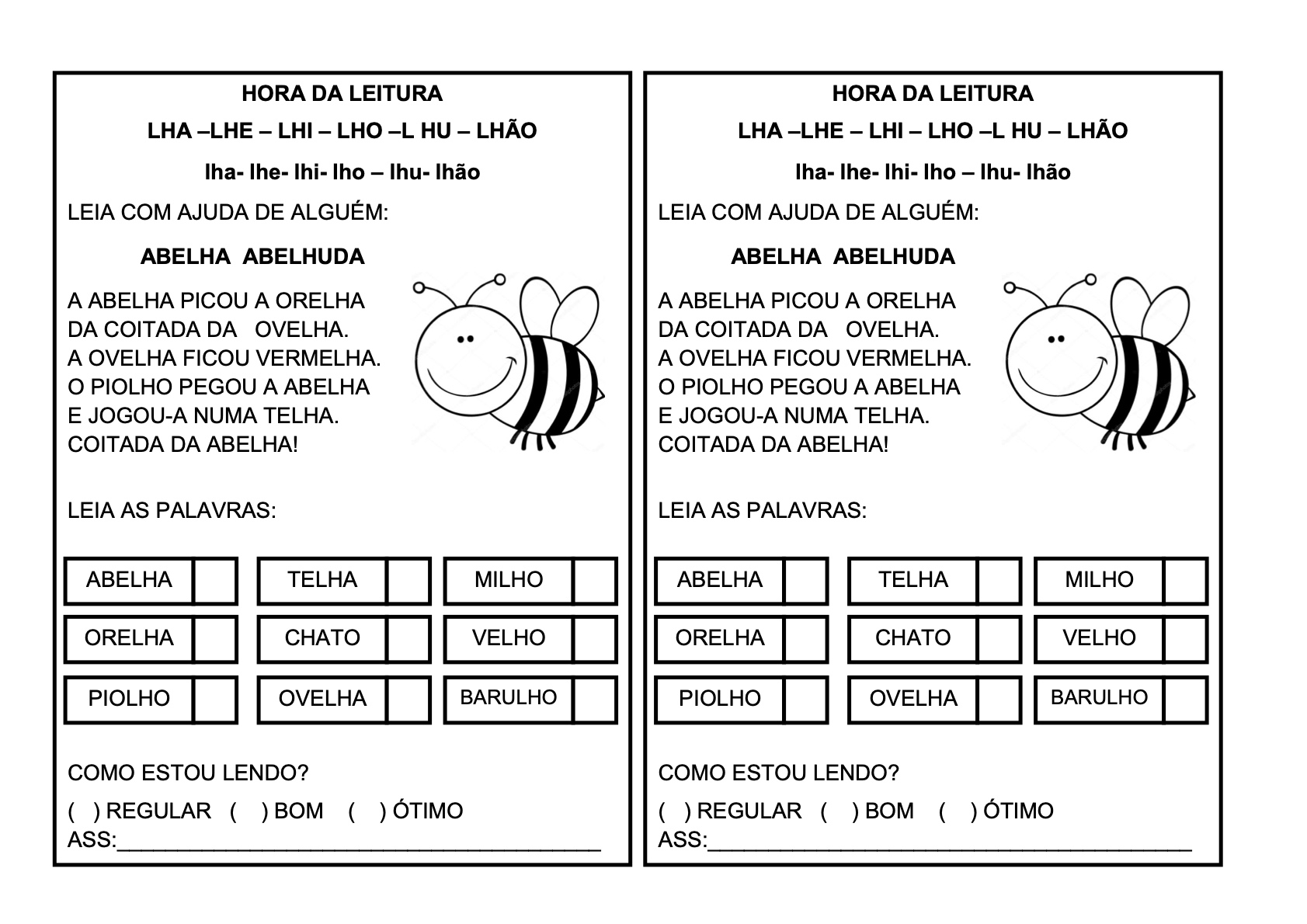Ficha de Leitura 24 - Fichas de leitura do alfabeto e vogais para imprimir para imprimir