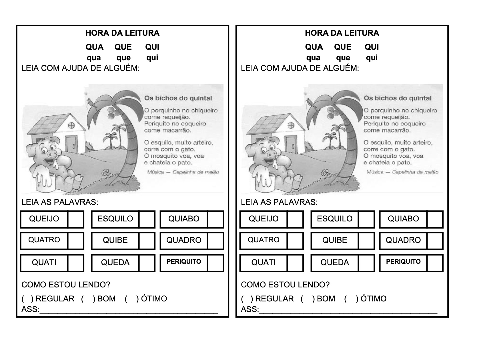 Ficha de Leitura 26 - Fichas de leitura do alfabeto e vogais para imprimir para imprimir