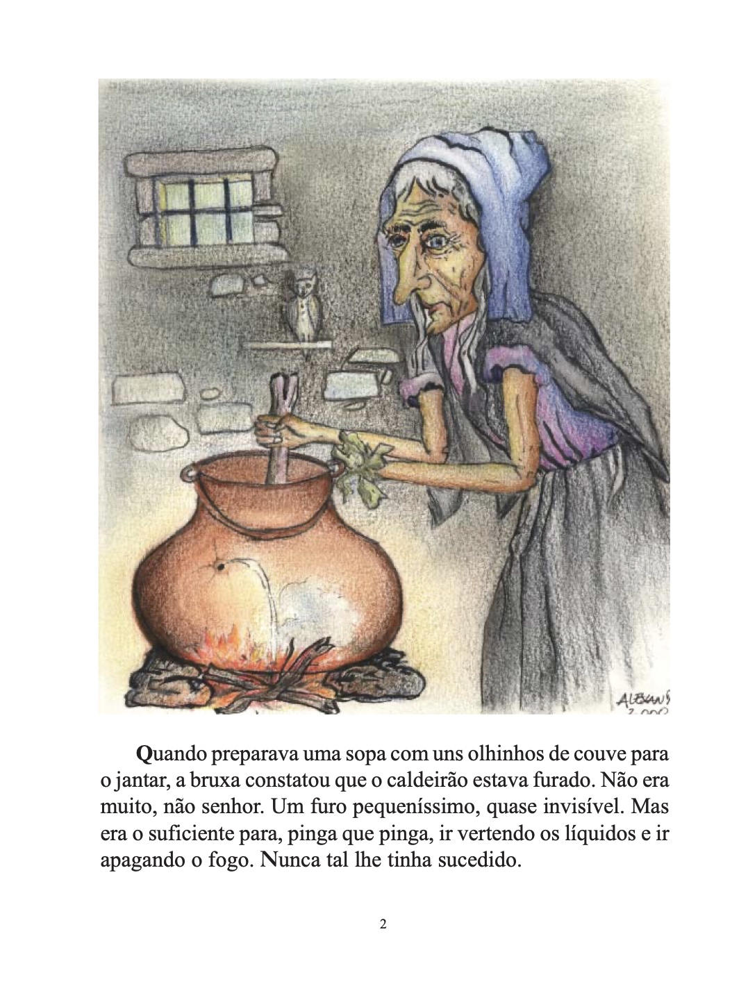 Página do Livro 2 - Livro Infantil A Bruxa e o Caldeirão Ilustrado para Ler e Imprimir para imprimir