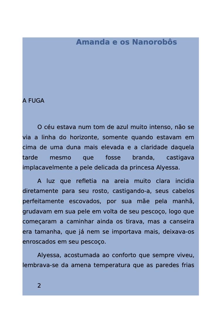 Página 2 - Livro Amanda e os Nanorobôs para Ler e Baixar em PDF para imprimir