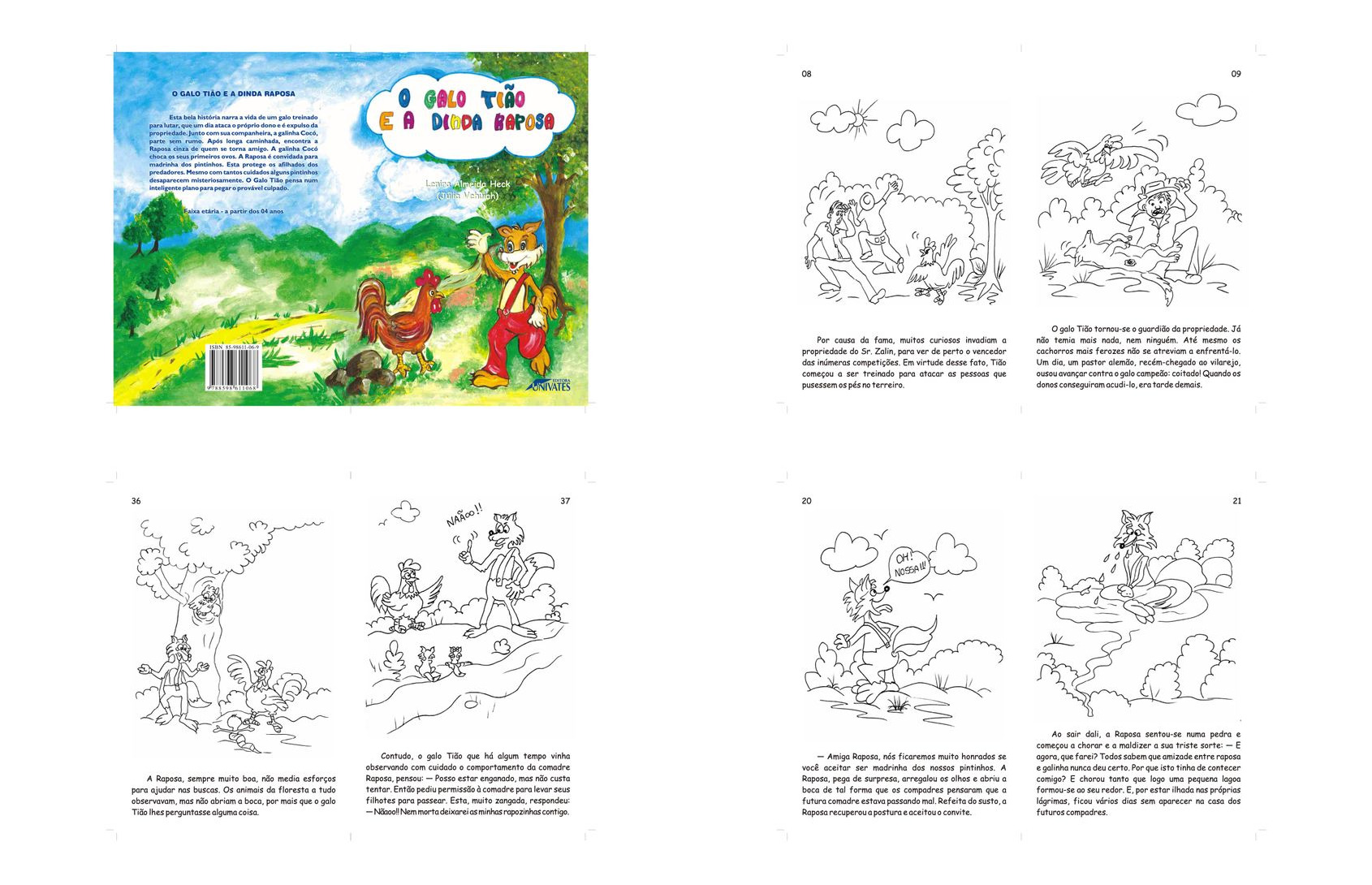 Livro Infantil O Galo Tião e a Dinda Raposa para Ler e Imprimir - Capa