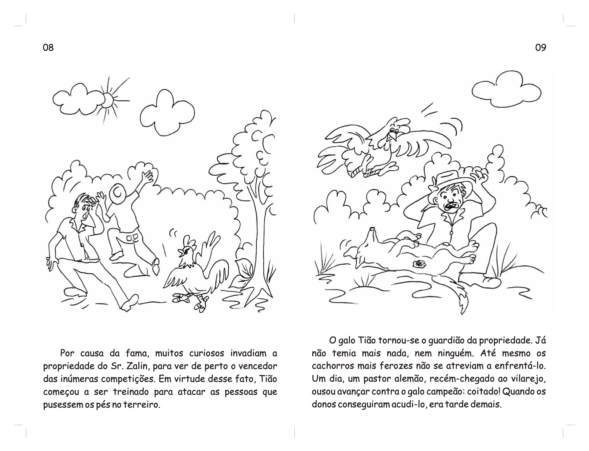 Página 6 - Livro Infantil O Galo Tião e a Dinda Raposa para Ler e Imprimir para imprimir
