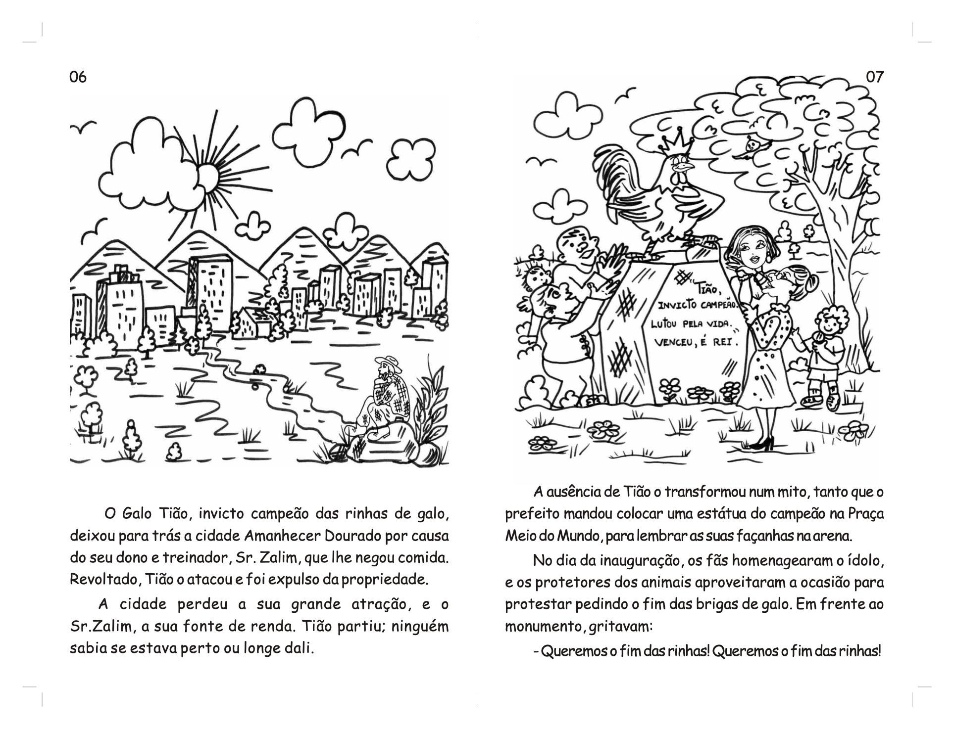 Página 5 - Livro Infantil O Galo Tião e a Vaca Malhada para Ler e Imprimir para imprimir
