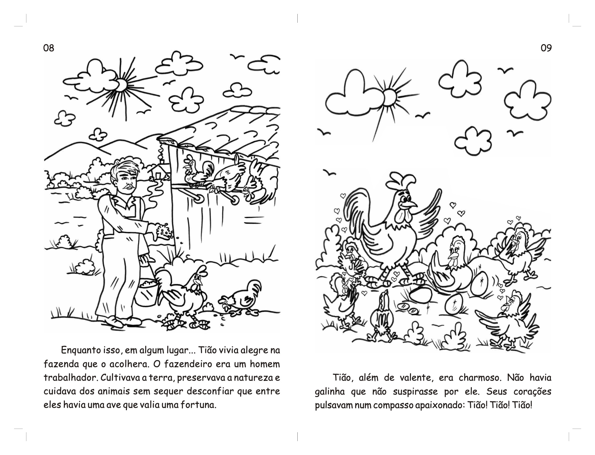 Página 6 - Livro Infantil O Galo Tião e a Vaca Malhada para Ler e Imprimir para imprimir