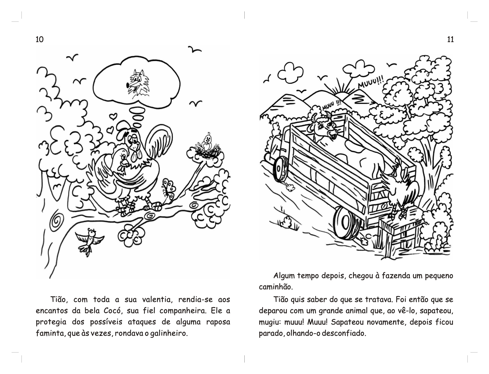 Página 7 - Livro Infantil O Galo Tião e a Vaca Malhada para Ler e Imprimir para imprimir