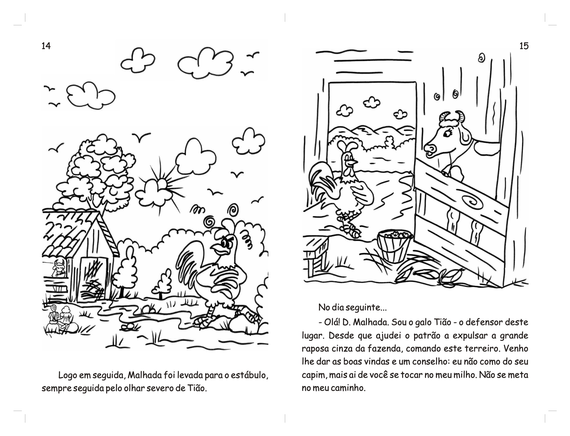 Página 9 - Livro Infantil O Galo Tião e a Vaca Malhada para Ler e Imprimir para imprimir