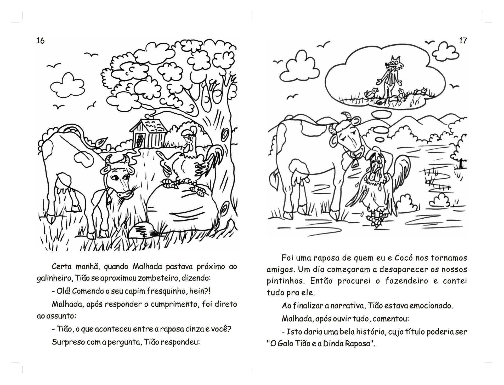 Página 10 - Livro Infantil O Galo Tião e a Vaca Malhada para Ler e Imprimir para imprimir