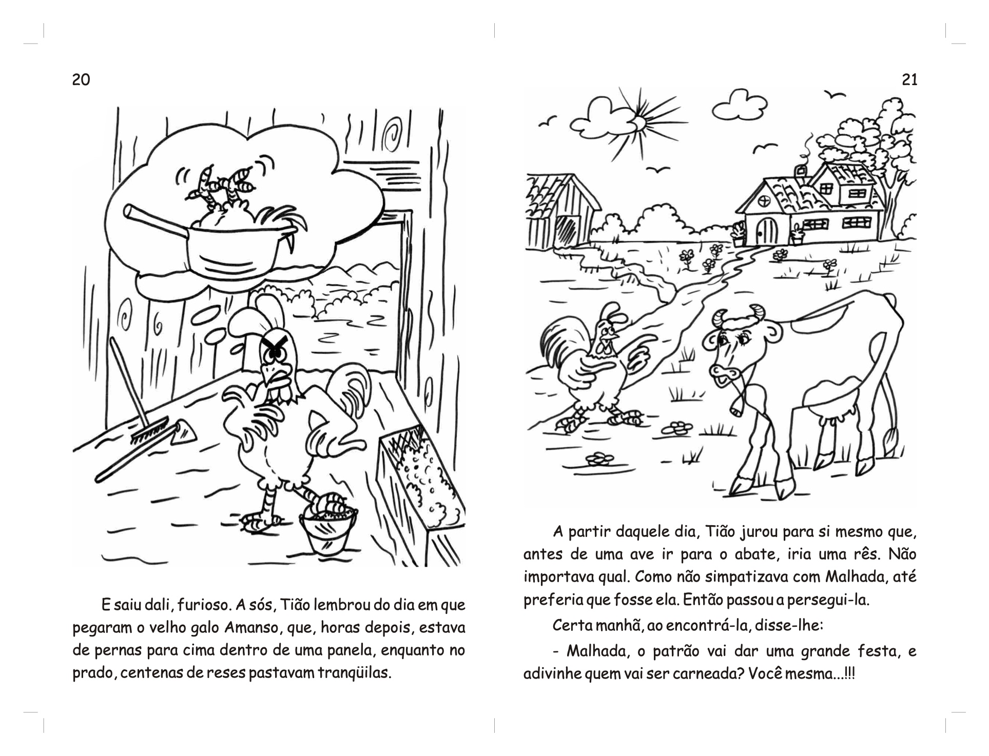 Página 12 - Livro Infantil O Galo Tião e a Vaca Malhada para Ler e Imprimir para imprimir