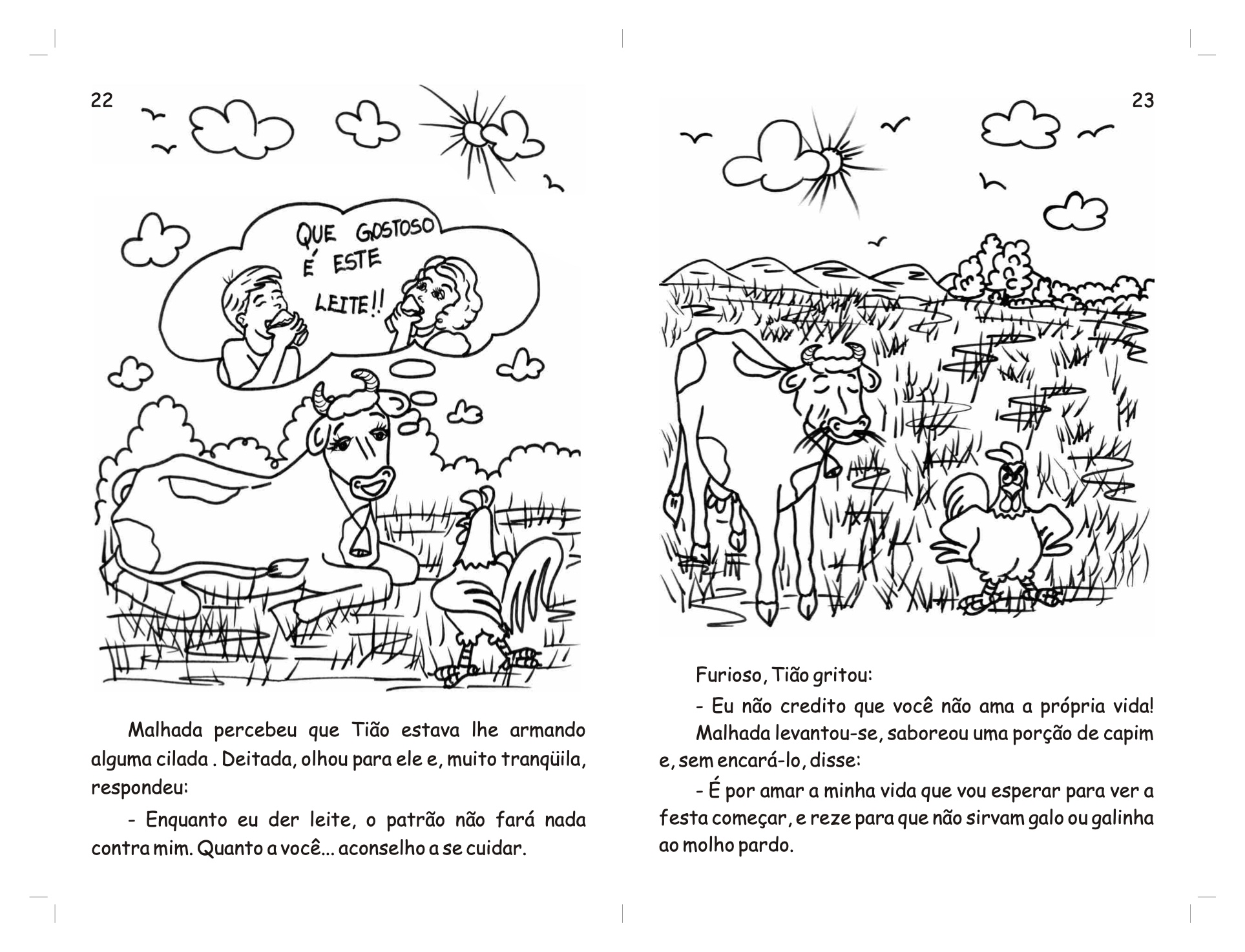 Página 13 - Livro Infantil O Galo Tião e a Vaca Malhada para Ler e Imprimir para imprimir