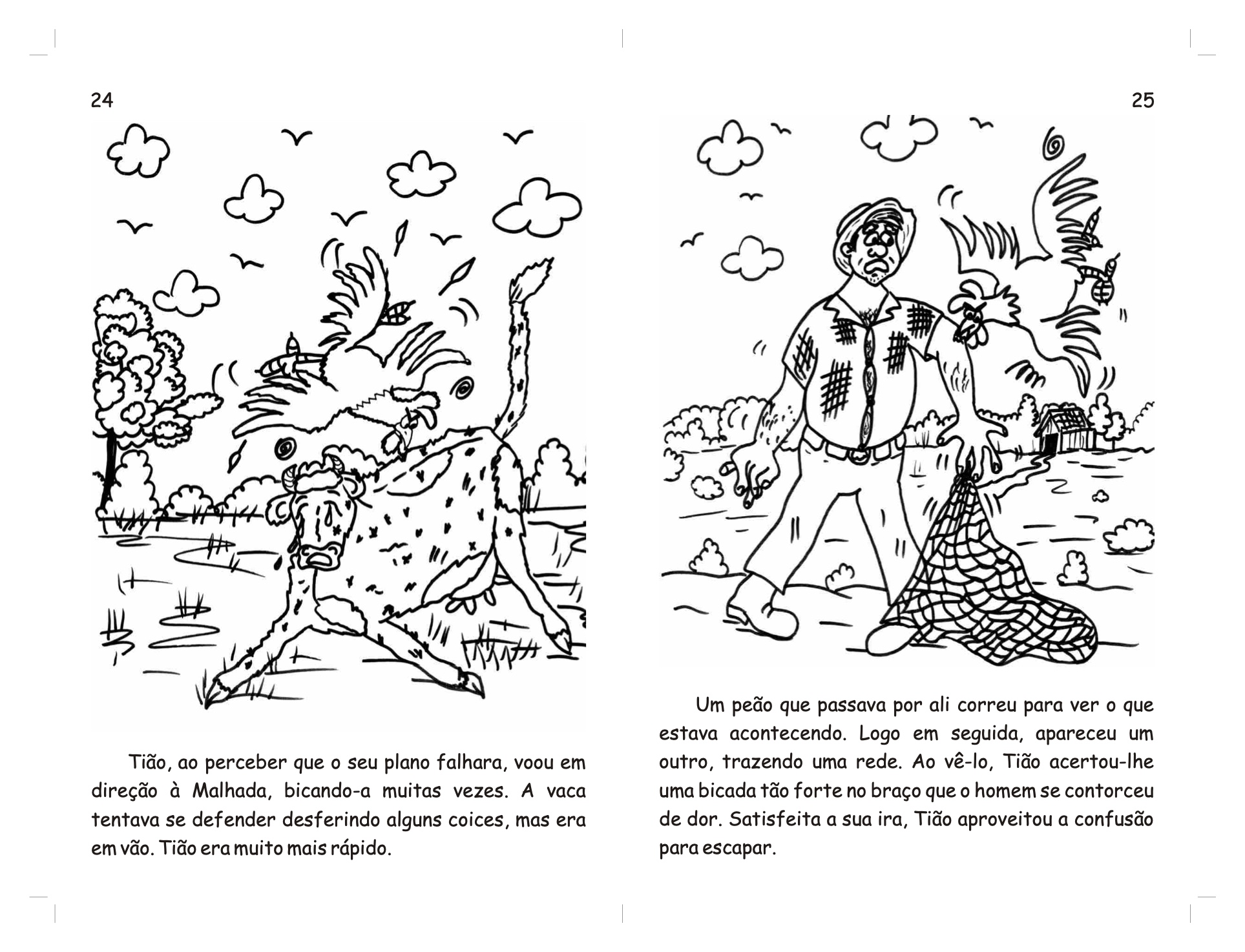 Página 14 - Livro Infantil O Galo Tião e a Vaca Malhada para Ler e Imprimir para imprimir